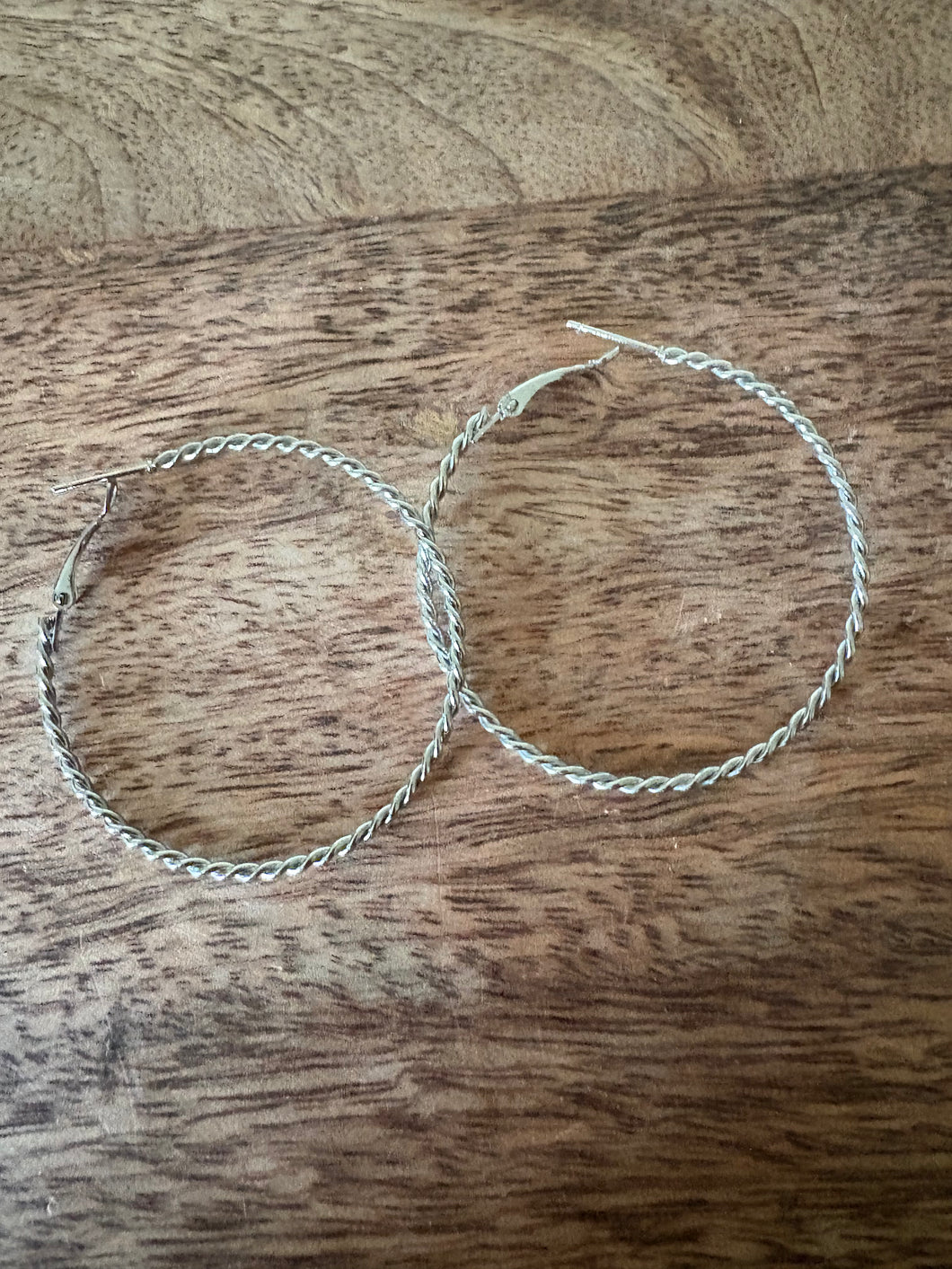Large Silver Tone Hoop Earrings