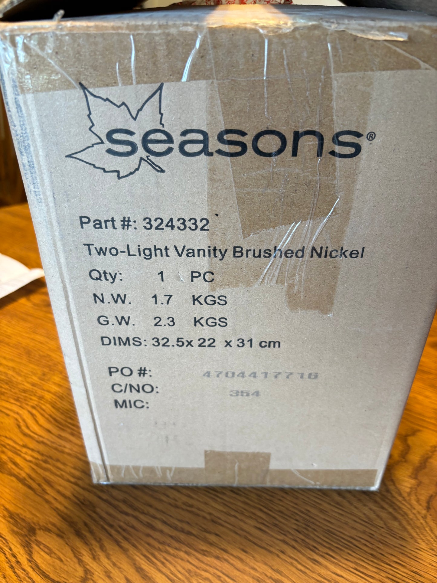 Seasons Two Light Vanity 3 New In Box