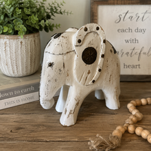 Load image into Gallery viewer, Distressed White Elephant Figurine – Rustic Farmhouse Décor
