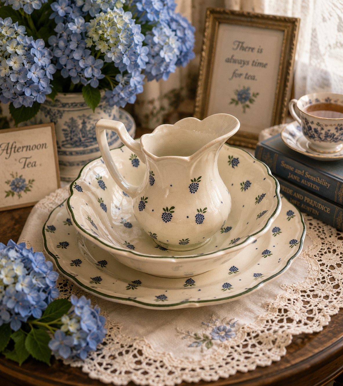 Vintage Johnson Brothers Berries Creamer, Bowl, And Plate Set – Made in England