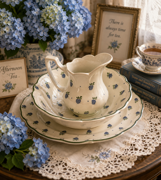Vintage Johnson Brothers Berries Creamer, Bowl, And Plate Set – Made in England