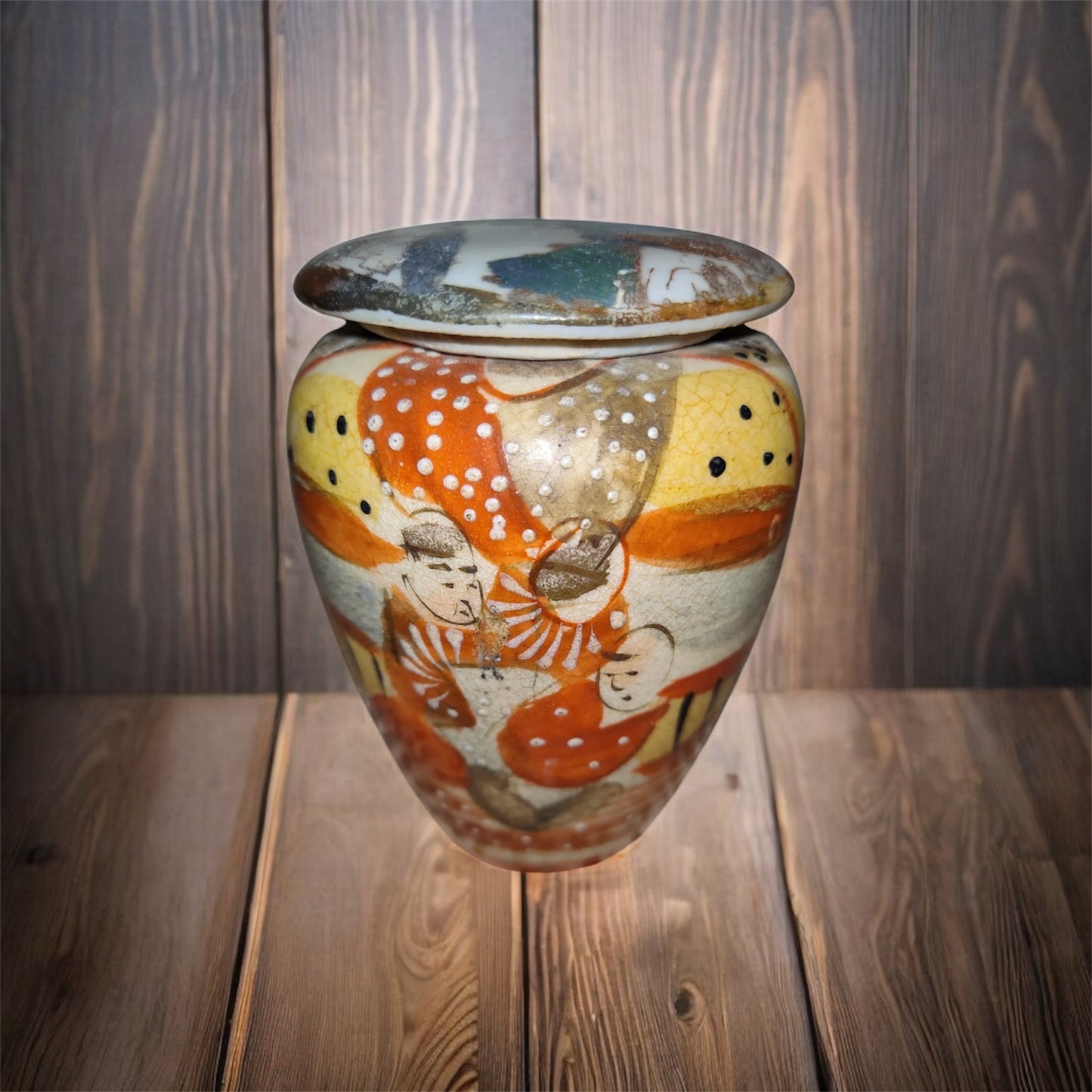 Antique Japanese Satsuma Covered Vase