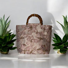 Load image into Gallery viewer, Rose Gold Floral Bamboo Handbag
