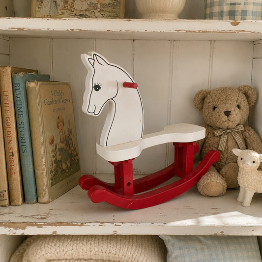 Heritage Mint 1990 Vintage Wooden Rocking Horse - 12" (L) x 10" (H) Nursery