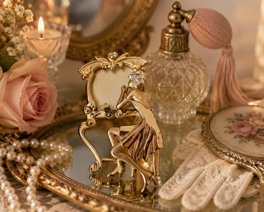 Vintage Lady at Vanity Brooch Pin
