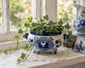 Vintage Blue & White Pottery Bowl / Covered Dish Base