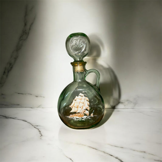 Vintage Old Fitzgerald Flagship 1849 Decanter Bottle Green Glass Whiskey Empty