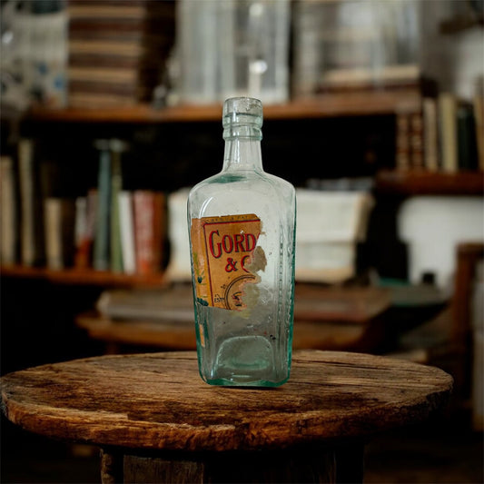Antique Bottle  of Gordon's Dry Gin, likely from the early 20th century, Empty