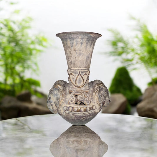 Vintage Two Headed Elephant Decorative Near Eastern Style Vase