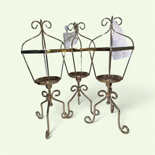 Vintage Home Interior Brass Finish Candle Lanterns
