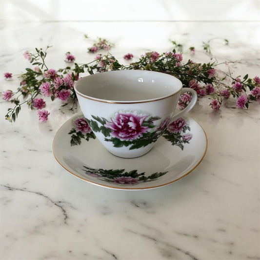 Vintage Floral Tea Cup And Saucer