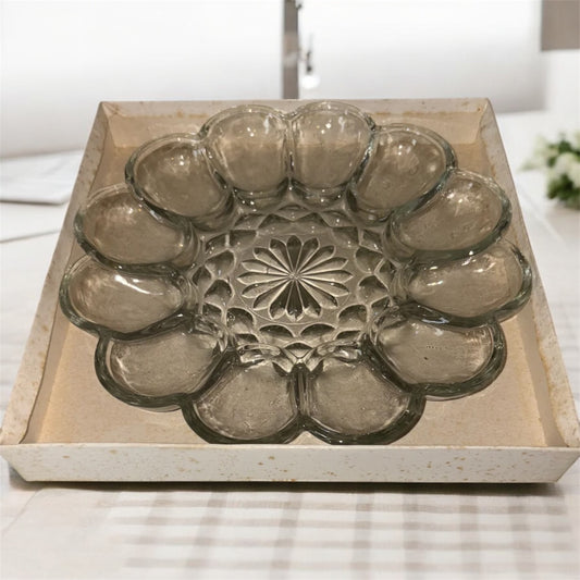 Anchor Hocking Fairfield Clear Glass Deviled Egg Tray. Original Box