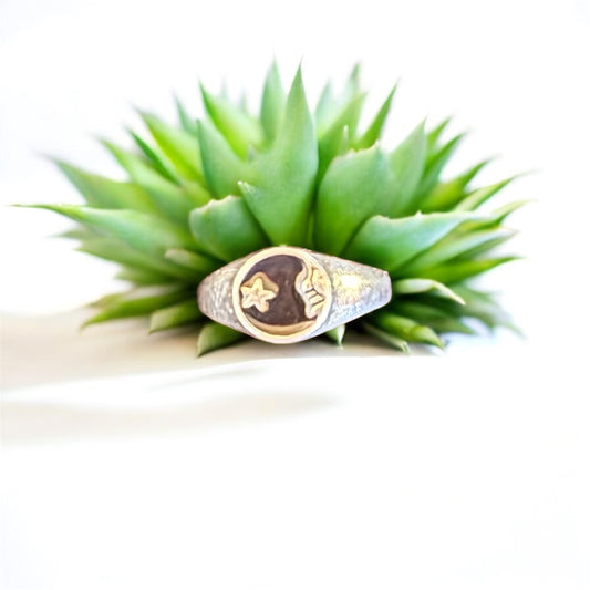 Anillo vintage de luna y plata. Talla 7
