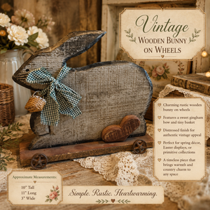 Primitive Wooden Bunny on Wheels – Believed to Be Handmade
