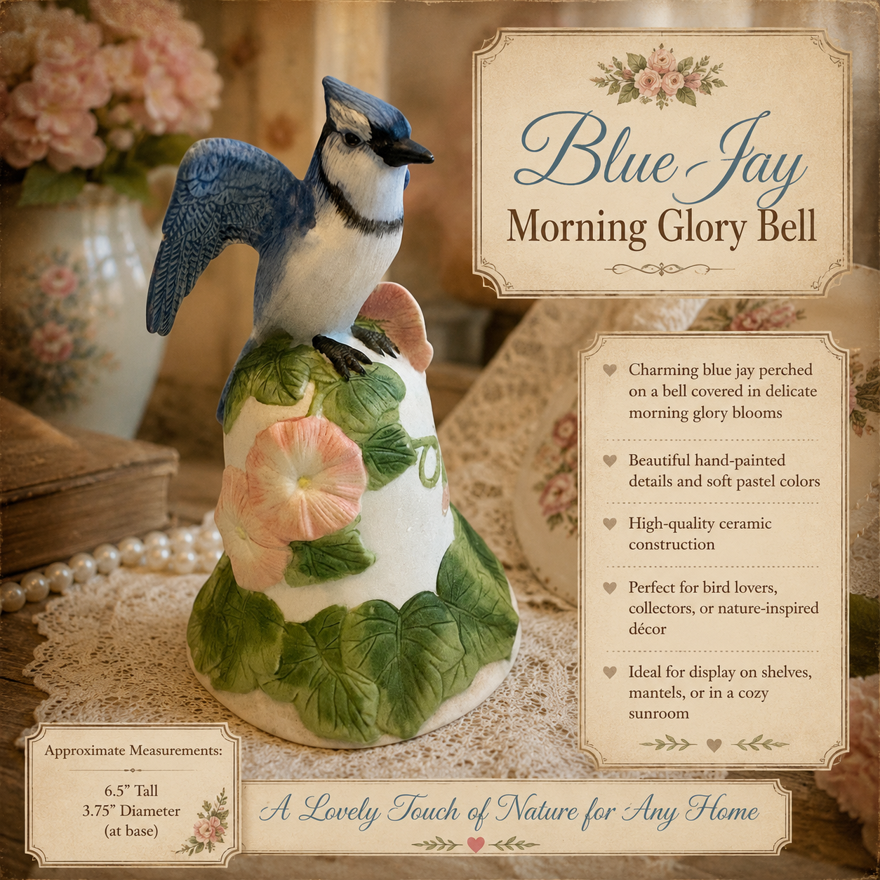 Vintage Avon Blue Jay Morning Glory Bell