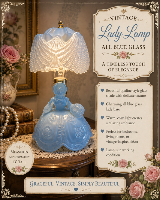Vintage Blue Glass Lady Lamp