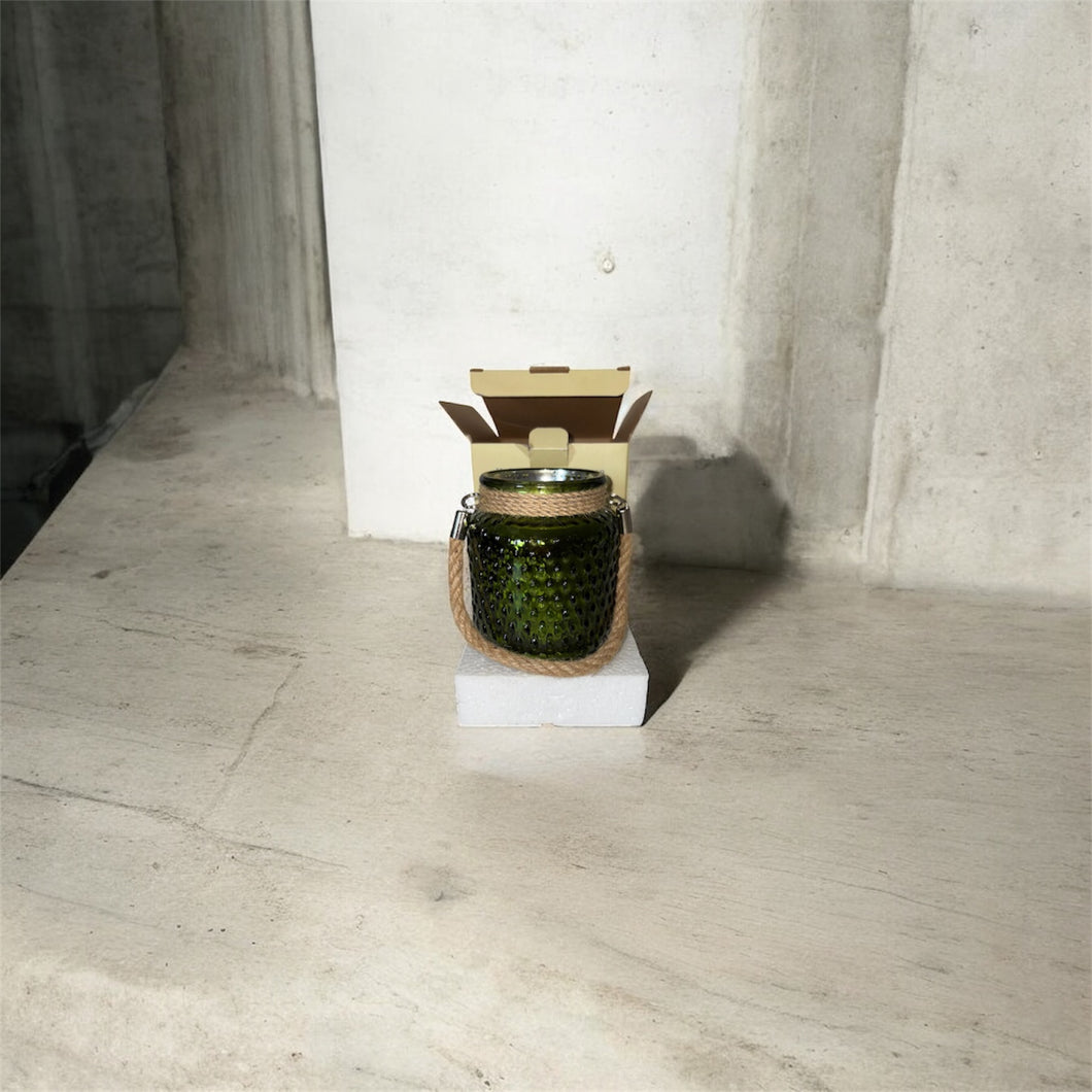 Cracker Barrel Exclusive Glass Lantern Green Gold With LED Lights New NIB Rare