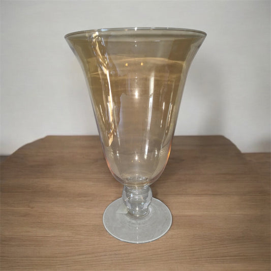 Vase Vintage Hand Blown Glass Gold Translucent Vase With Clear Ball Base