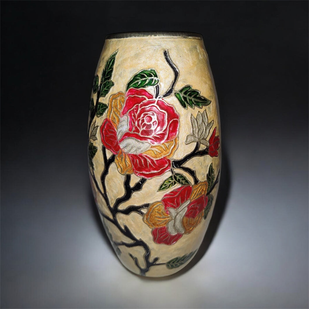 Vintage Brass & Enamel Vase