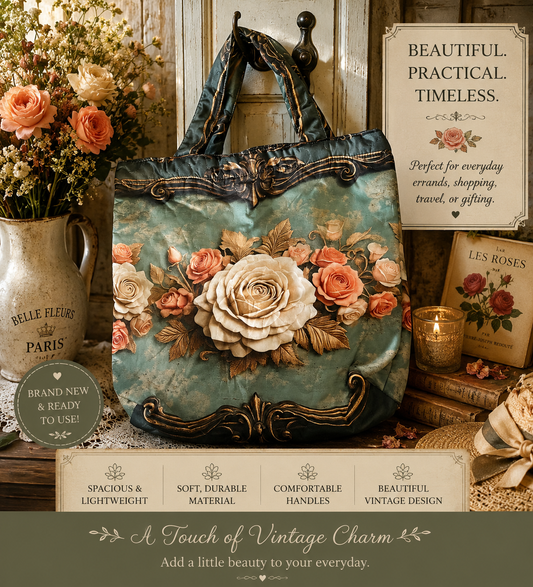 Brand New Vintage Rose Floral Tote Bag