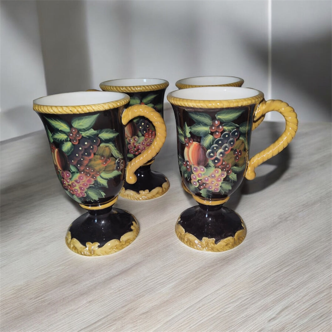 4 Raymond Waites Irish Pedestal Mugs Certified International Holiday Collection