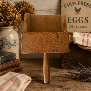 Large 16” Primitive Handmade Wooden Flour Scoop | Rustic Farmhouse Grain Scoop | Early Country Kitchen Decorated