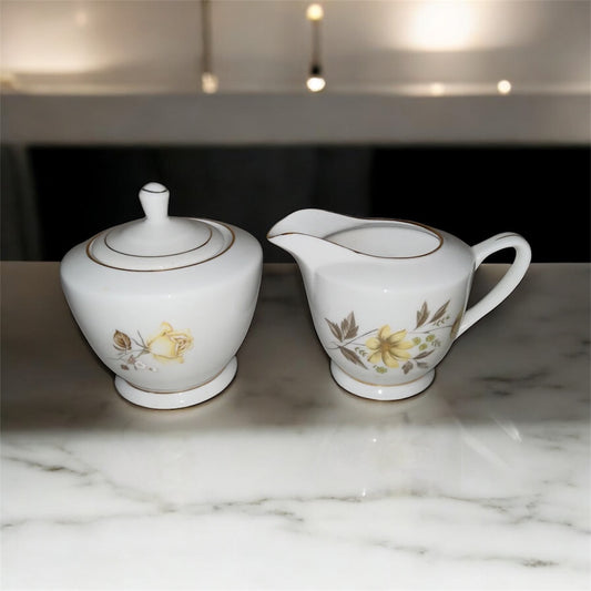 Juego de crema y azúcar con tapa Rosa Amarilla