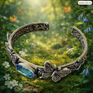 Butterfly Silver Tone Cuff Bracelet
