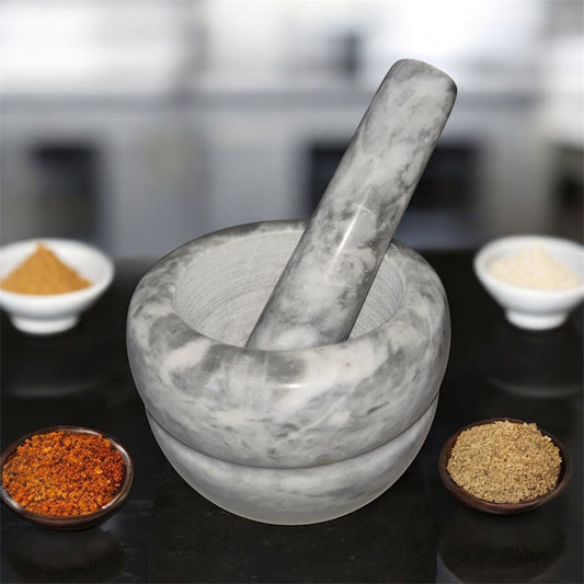 Mortar and Pestle Marble Set Classic Pestal Natural Spice Herb Pill Grinder Tool