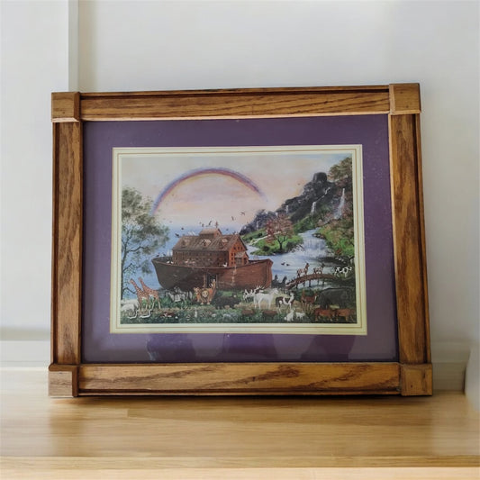 Mary Ann Vessey "Noah's Ark Journeys End" Framed Oil Painting Animals Landscape MaVessey (print)
