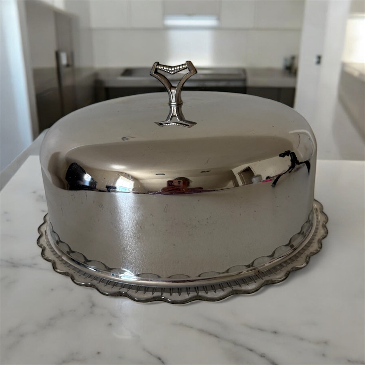 Plato para tarta vintage de acero inoxidable