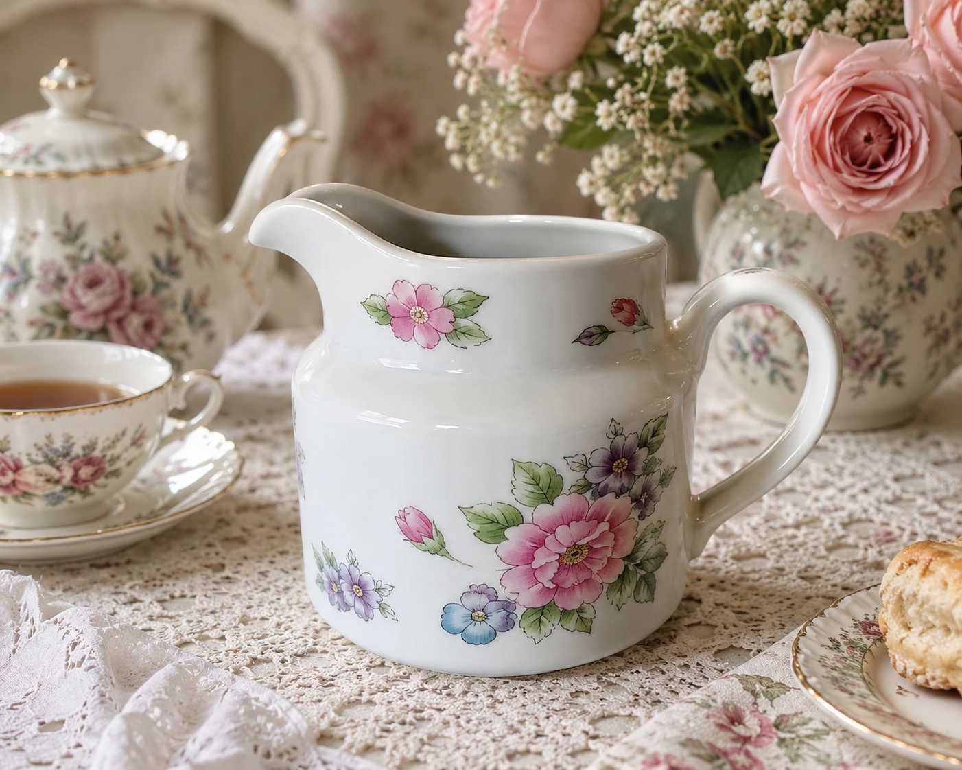 Vintage 1989 FTD Made in Japan Floral Creamer/Pitcher.