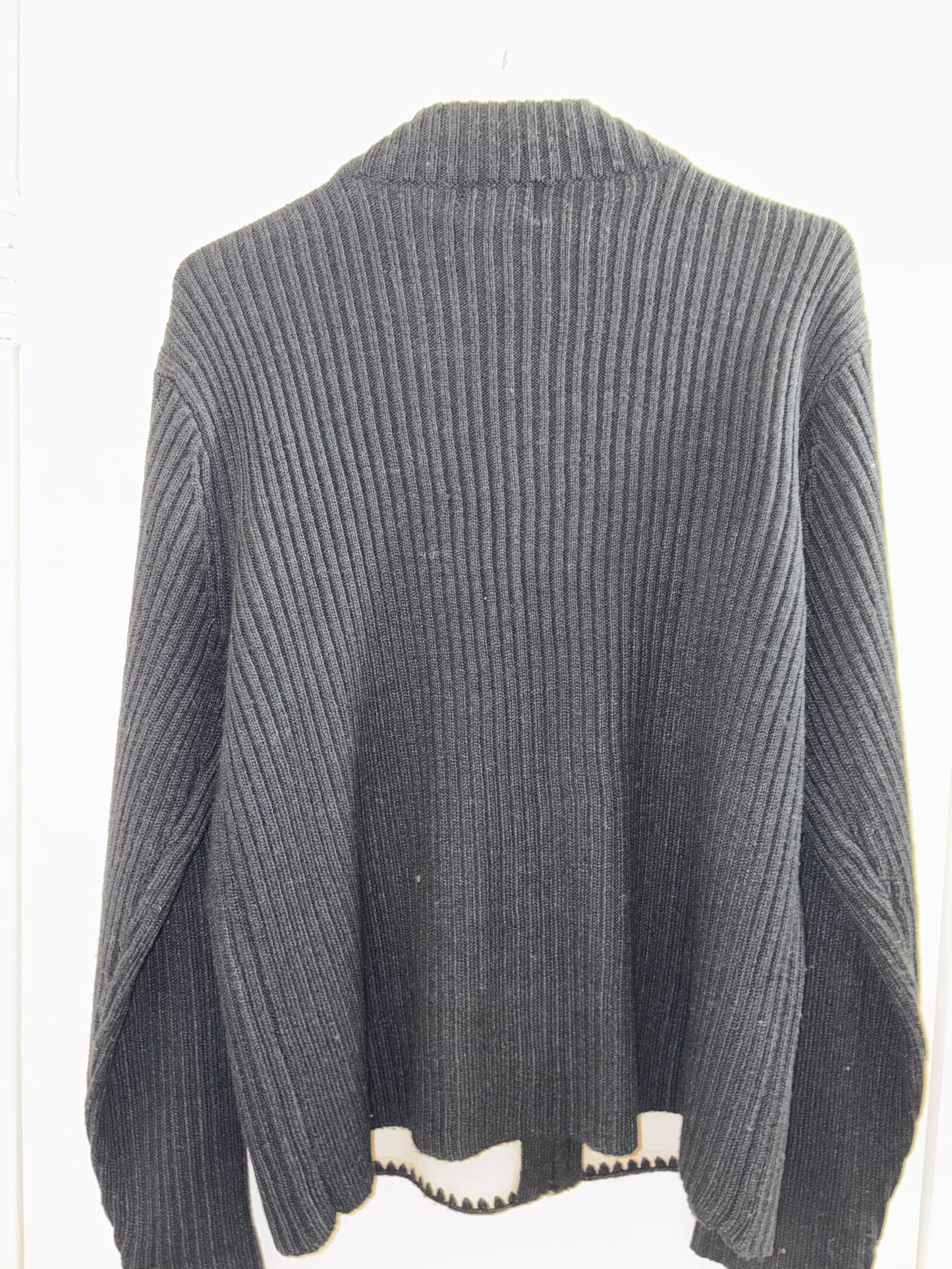 Vtg. Designer Studio Orig. Patchwork Suede Leather-Knit Zip Up Jacket Sweater. Size Large