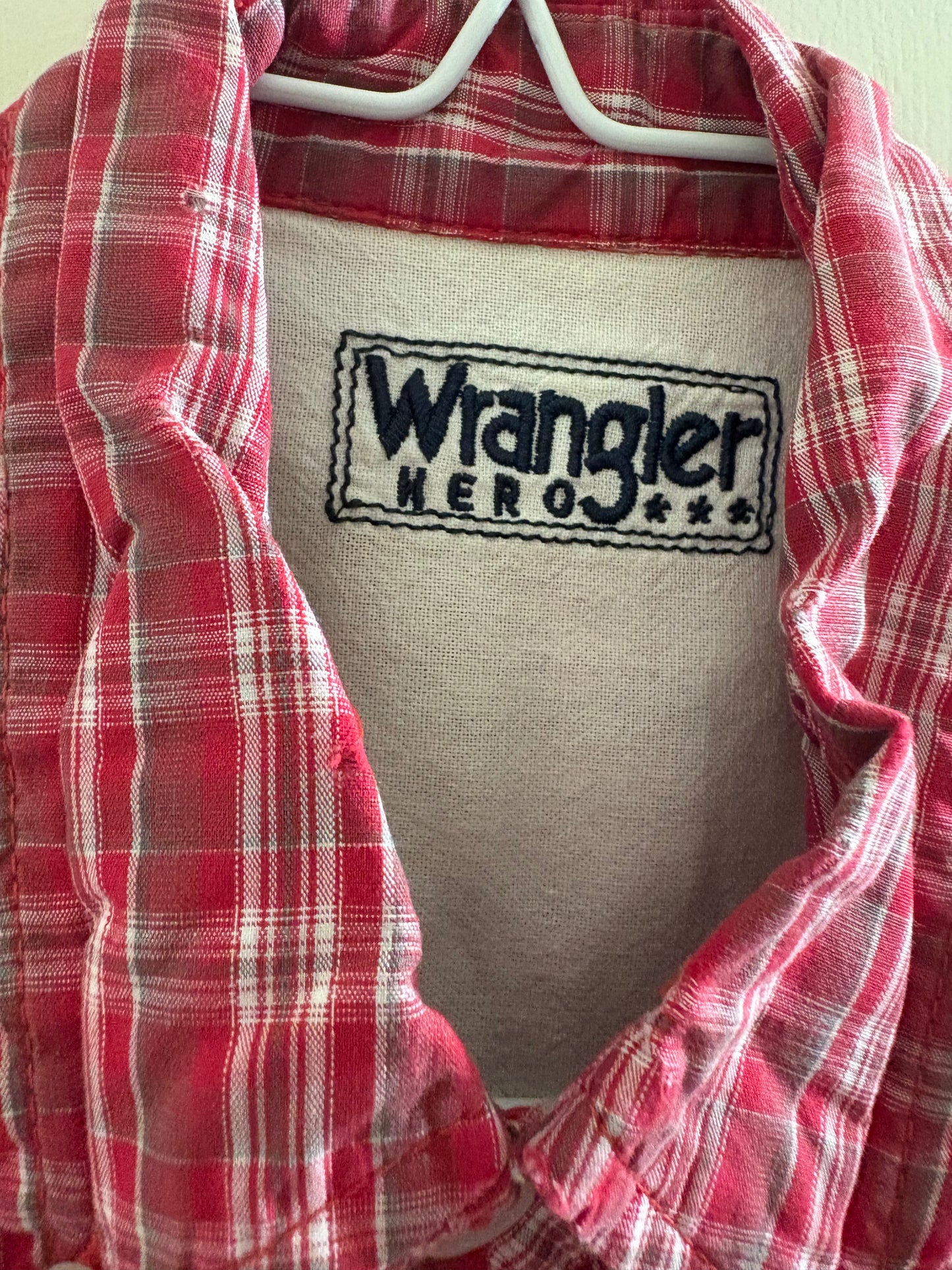 Wrangler Men's Button Down Shirt Short Sleeve Red Multi Plaid Small