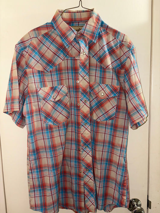 WRANGLER Mens Small Plaid Button-up shirt