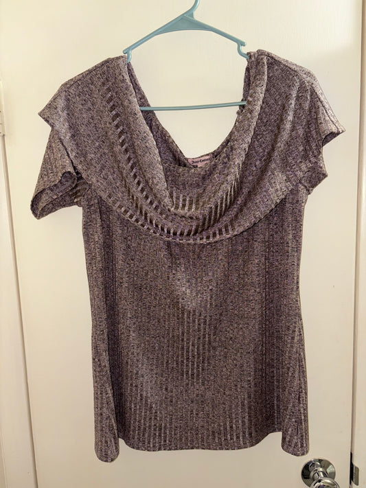 Juicy Couture Top acanalado con hombros descubiertos y elástico metalizado Talla XL