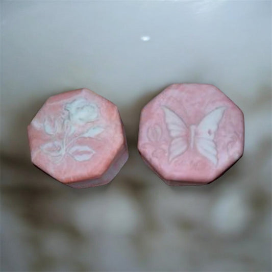 Two Vintage International Gifts Pink Soapstone Trinket Boxes