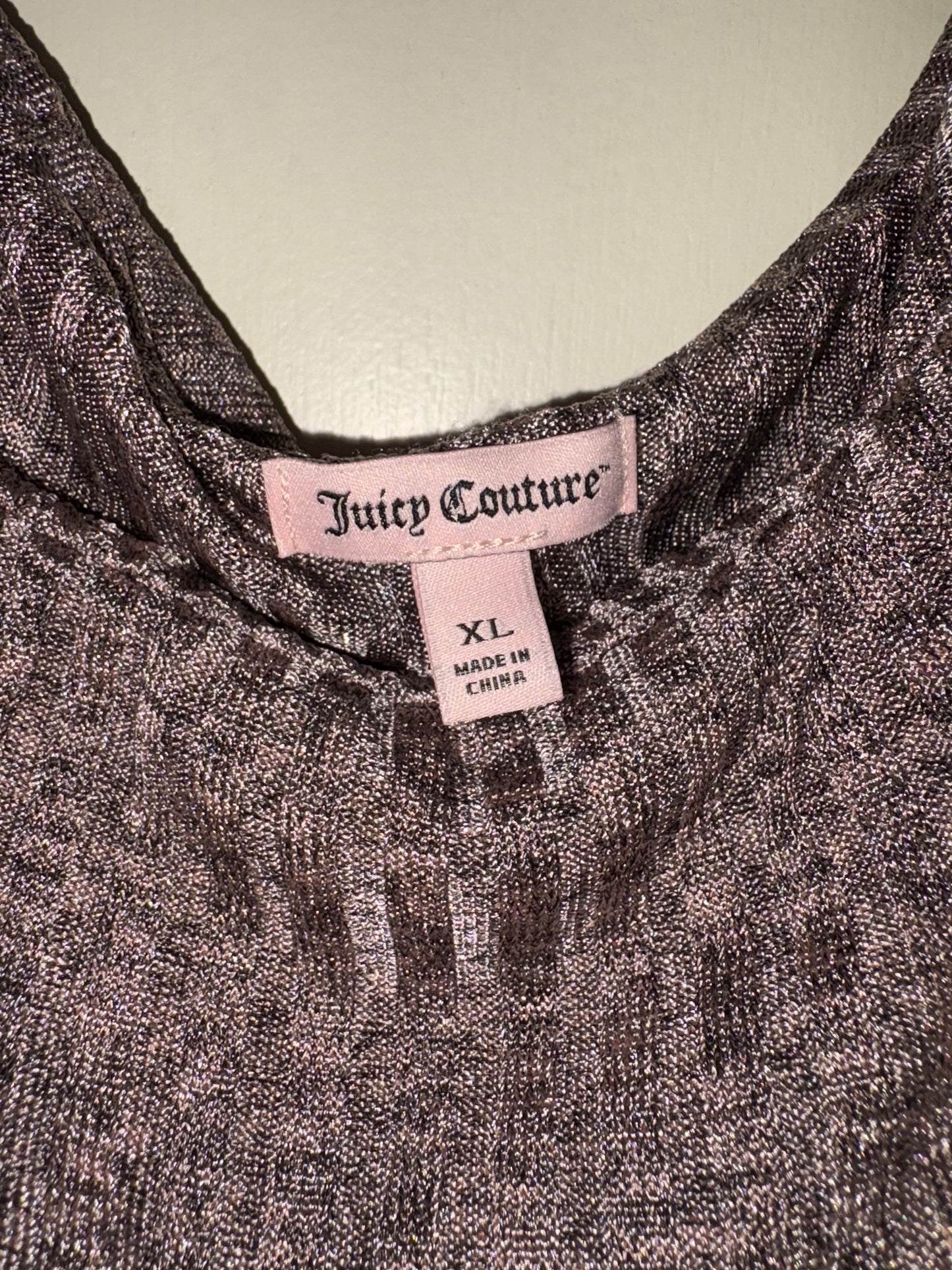 Juicy Couture Off the Shoulder Ribbed Top Metallic Stretch Size XL