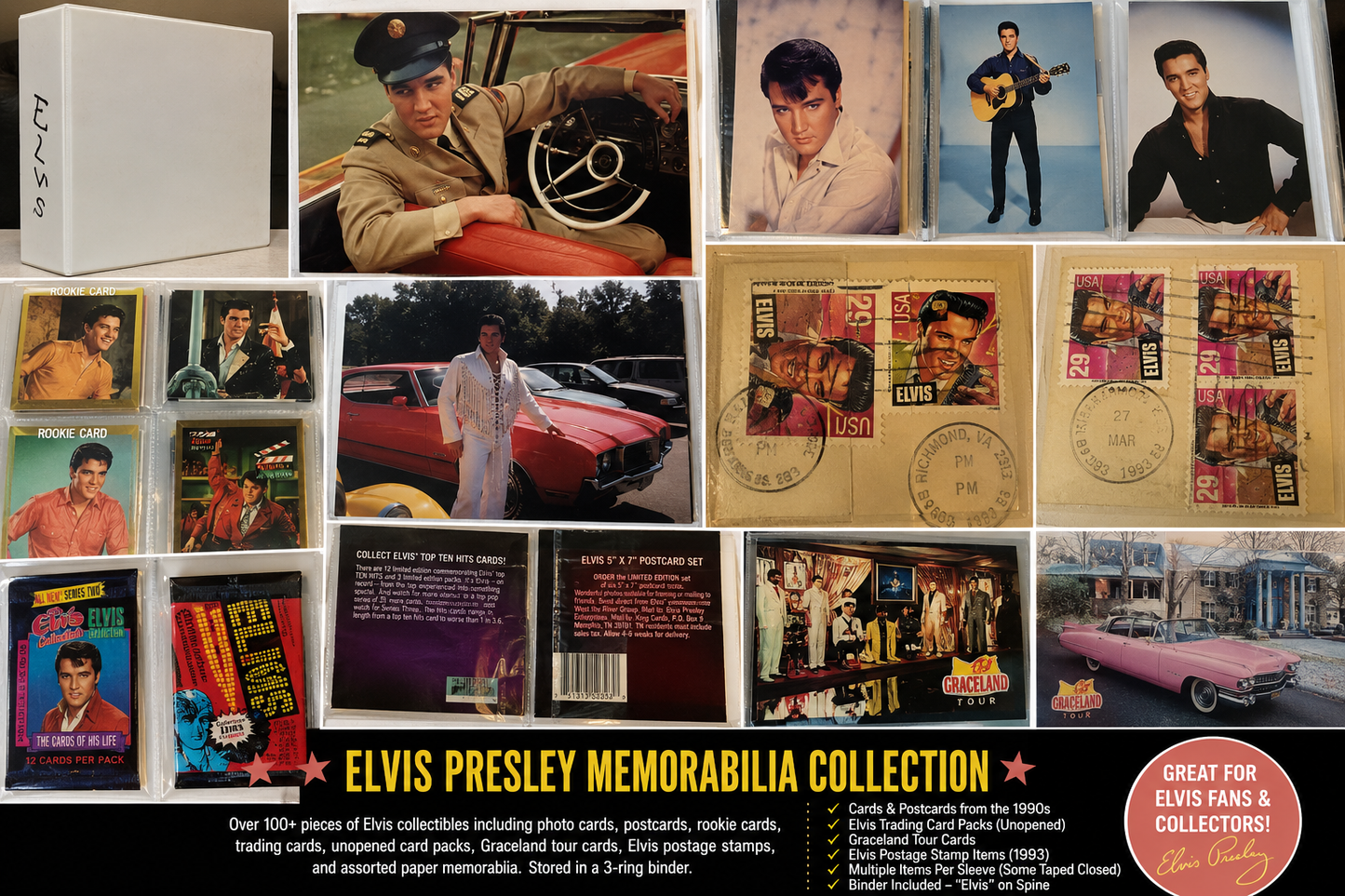 Elvis Presley Memorabilia Collection – Cards, Postcards, Stamps, Graceland Items & More