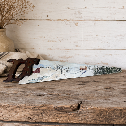 Vintage hand-painted decorative saw