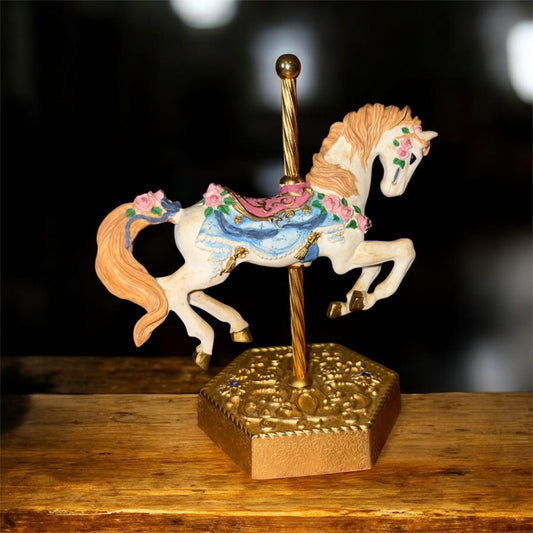 San Francisco Music Box Company, white carousel horse, 1990