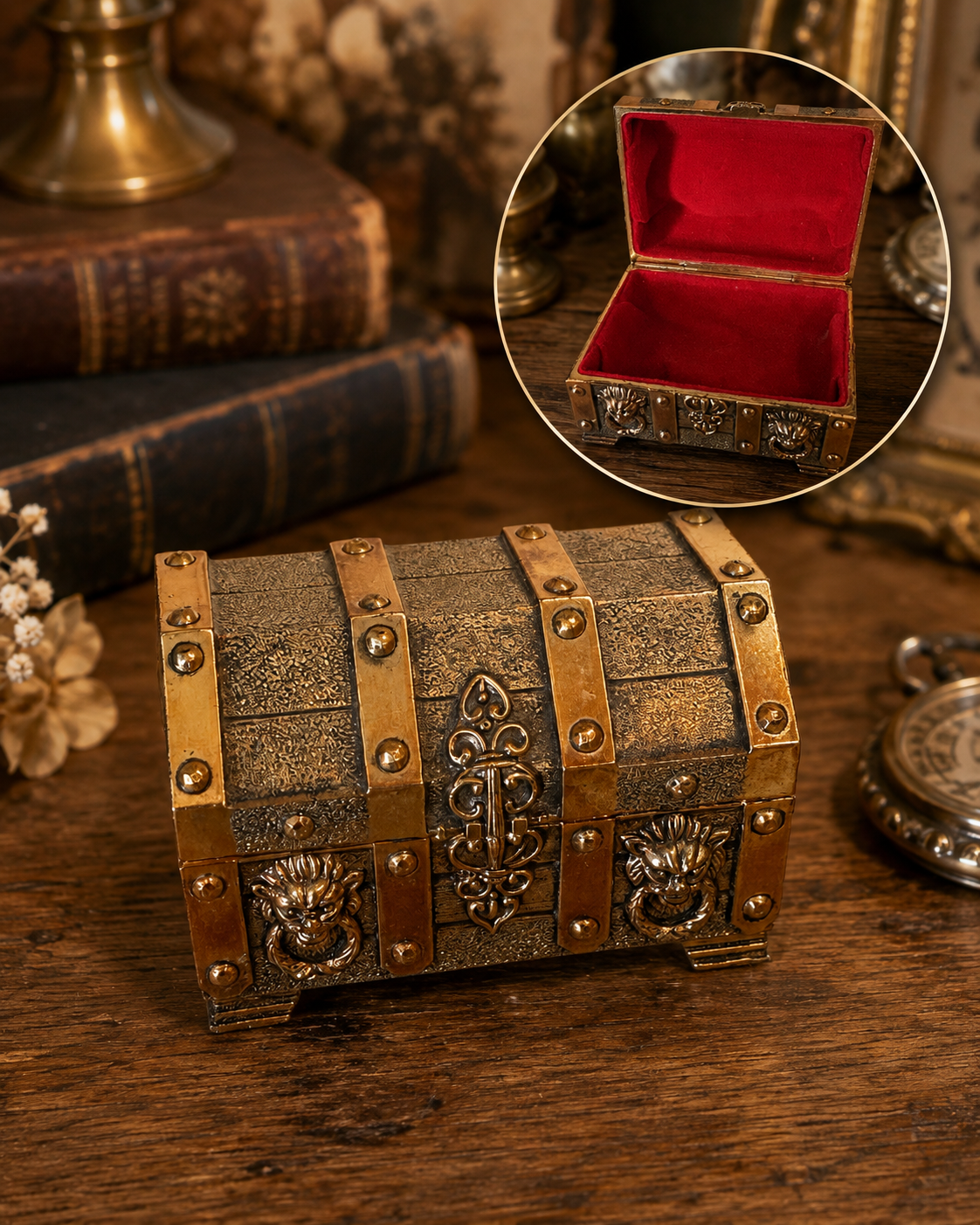 Vintage Gold Tone Treasure Chest
