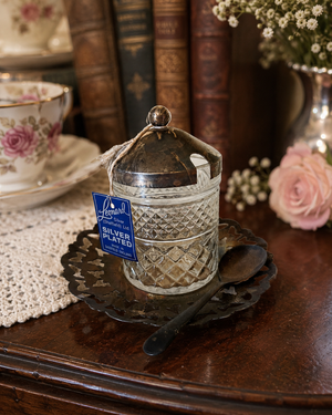 Vintage Condiment Jar With Spoon And Plate