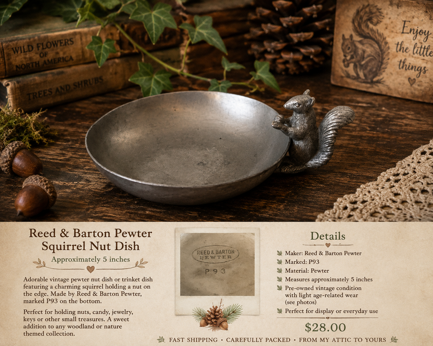 Vintage Pewter Trinket Dish. Pewter