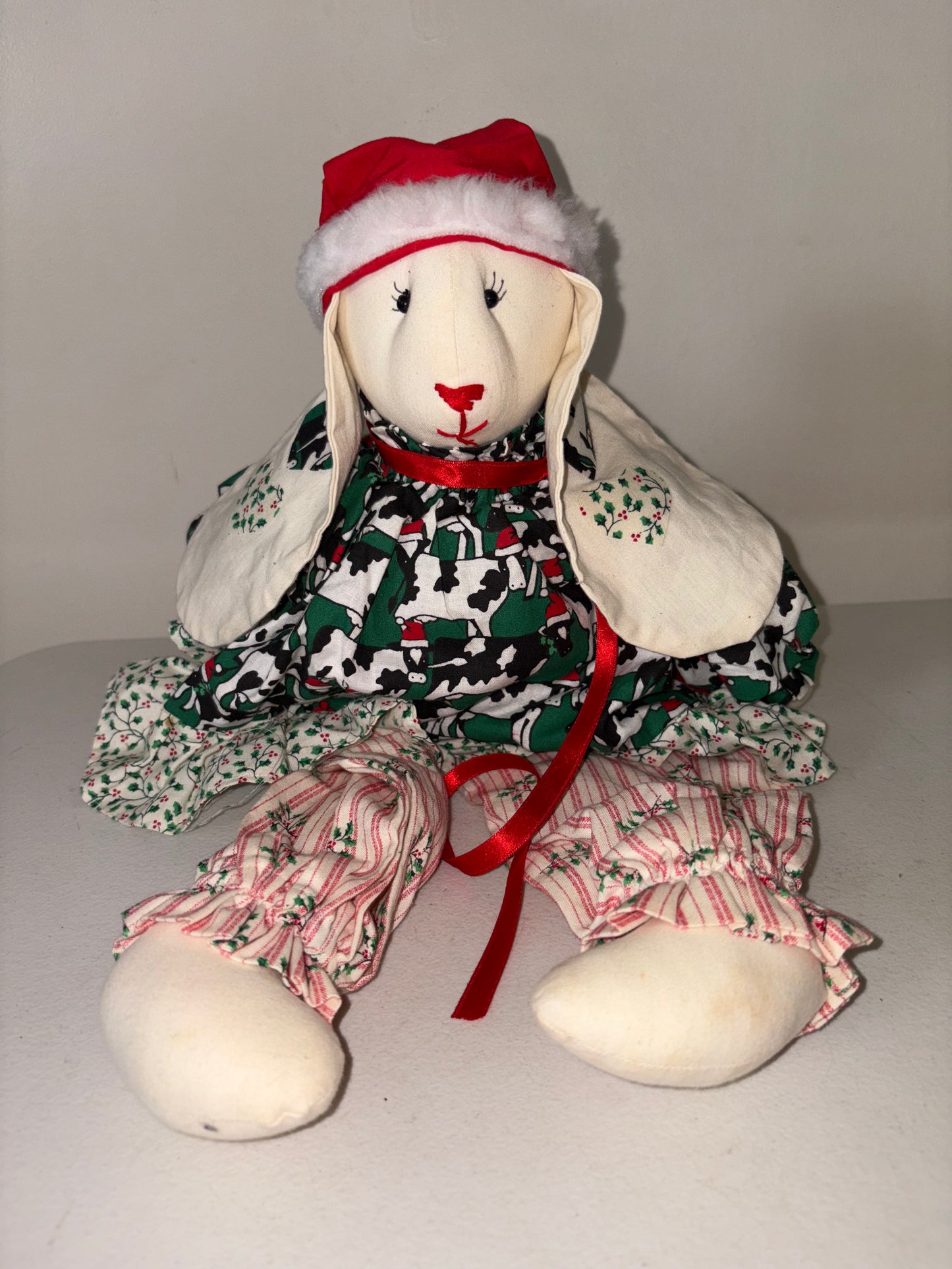 Conejito de Papá Noel vintage hecho a mano