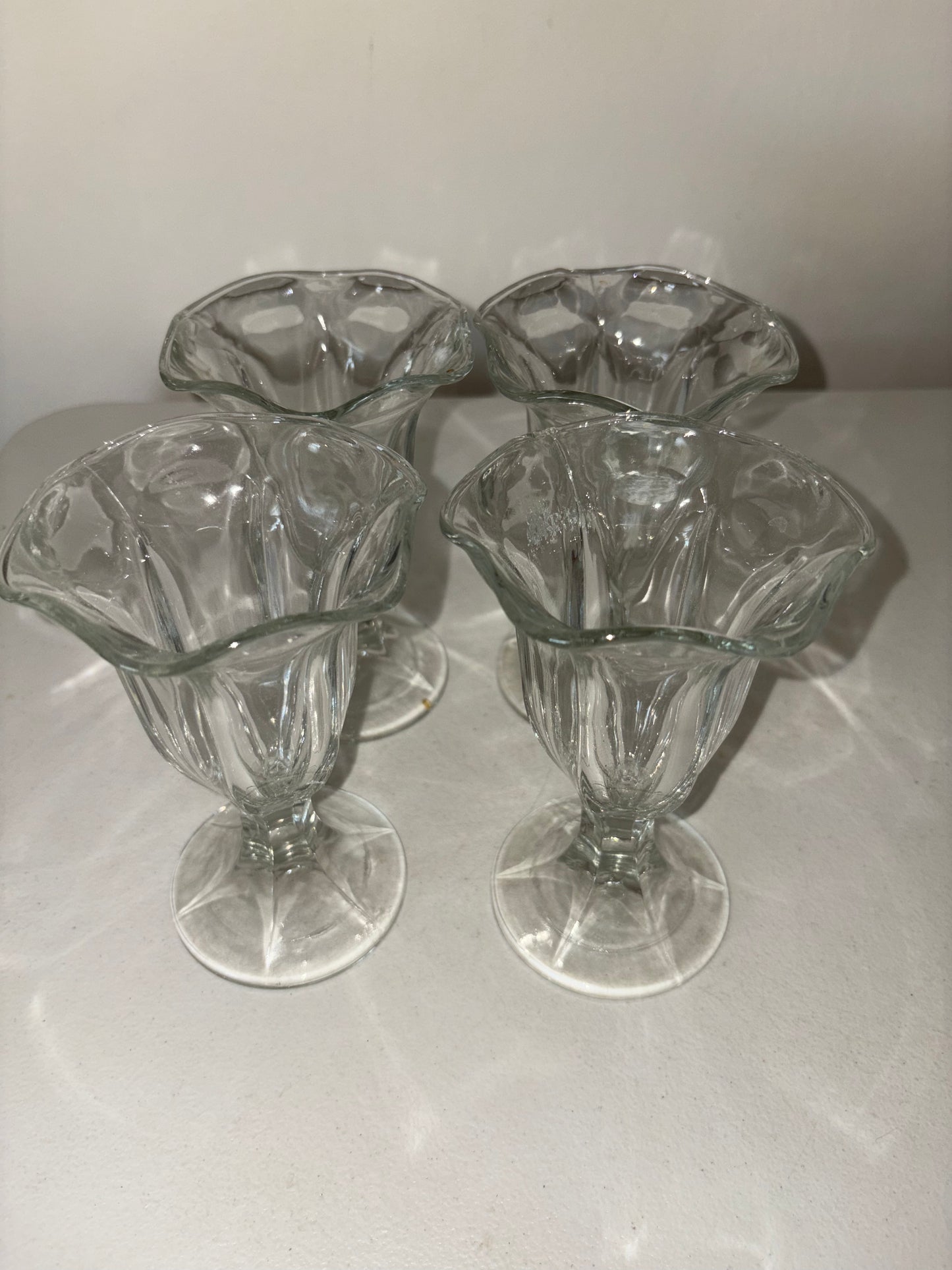 Juego de 4 copas de helado vintage Anchor Hocking Tulip, de vidrio transparente