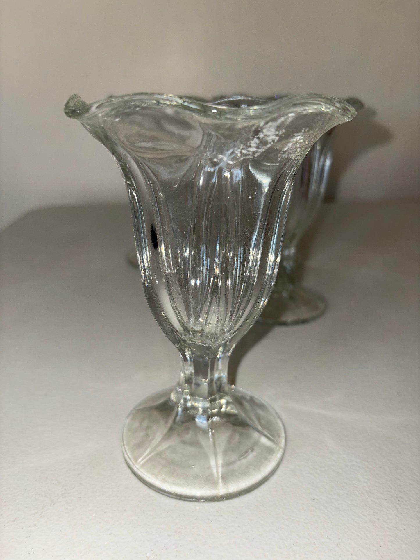 Juego de 4 copas de helado vintage Anchor Hocking Tulip, de vidrio transparente