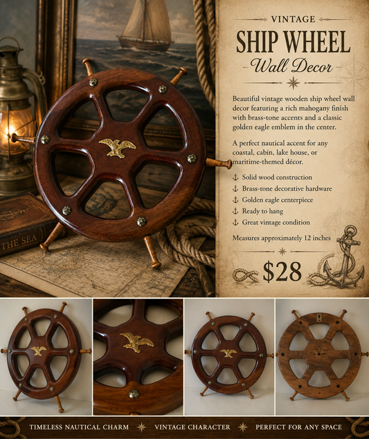 Vintage Wood Ship Wheel