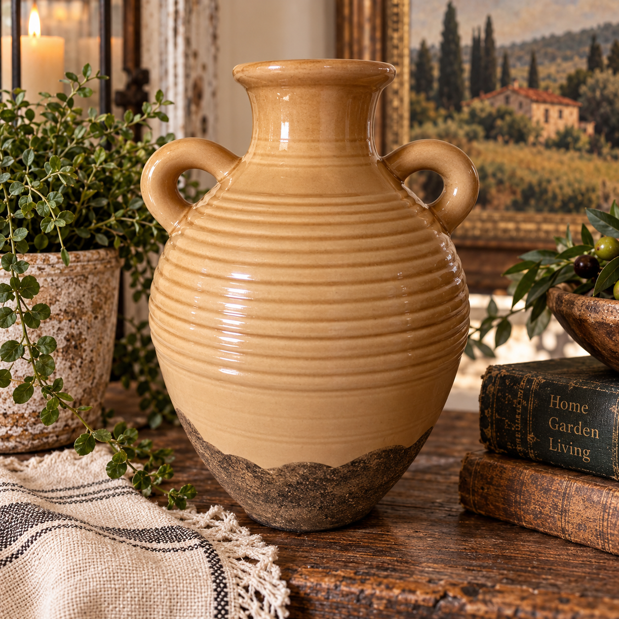 Southern Living at HOME Double-Handle Decorative Pottery Vase – 9”