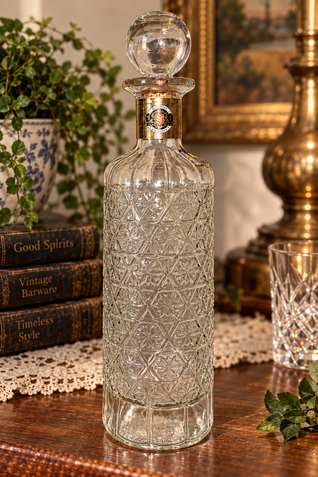Vintage Schenley Elegance Glass Decanter with Stopper